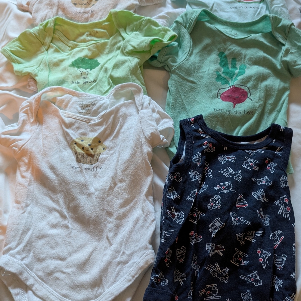 Baby Onesies Set in Green, White, and Navy
